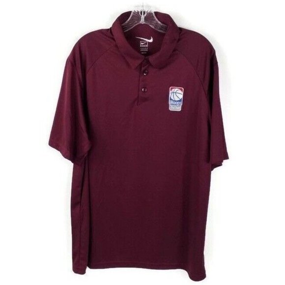 Nike Team iHoops First Logo Burgandy Short Sleeve Fit Dry Polo Shirt Mens Large - Picture 1 of 12